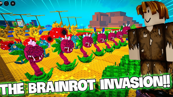 Plants vs Brainrots invasion scene illustrating why redeem codes significantly impact progression