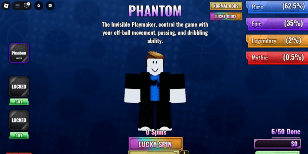 Basketball Zero customization screen showing styles, zones, and progression systems driven by reward codes