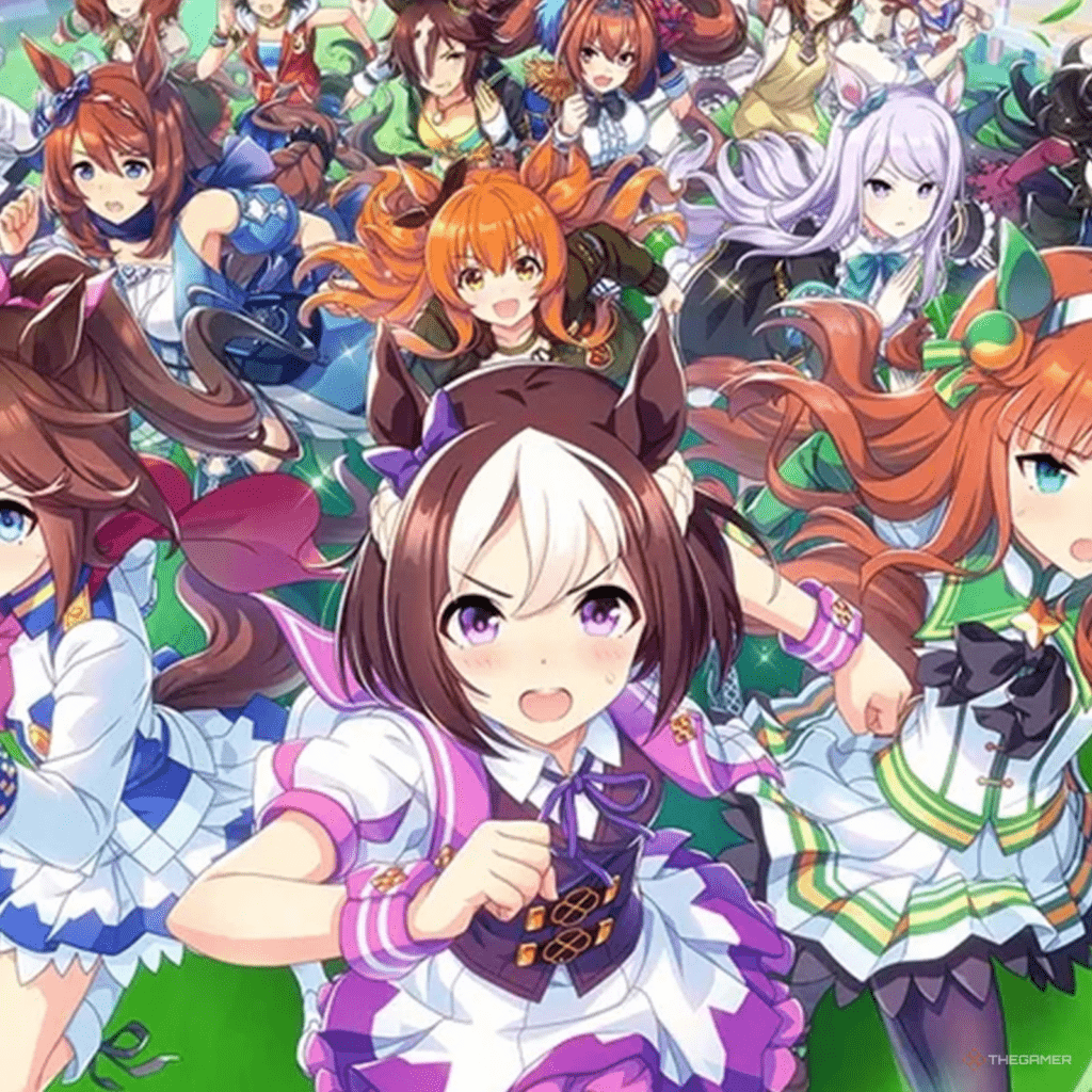 Uma Racing style selection screen showing how builds affect speed stamina and abilities