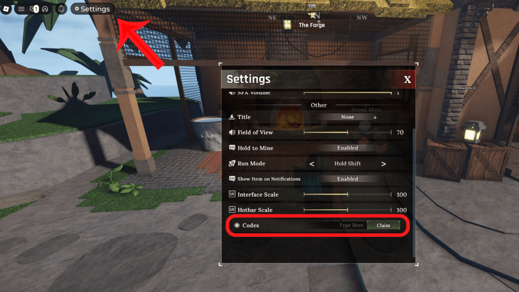 The Forge Roblox codes menu displaying active January race reroll reward