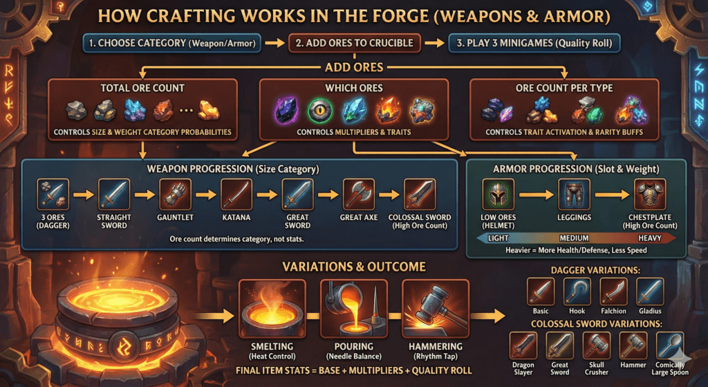 Mid-game The Forge progression showing strategic use of saved race rerolls