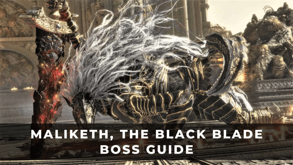Maliketh boss fight illustrating melee build positioning, shields, and controlled aggression