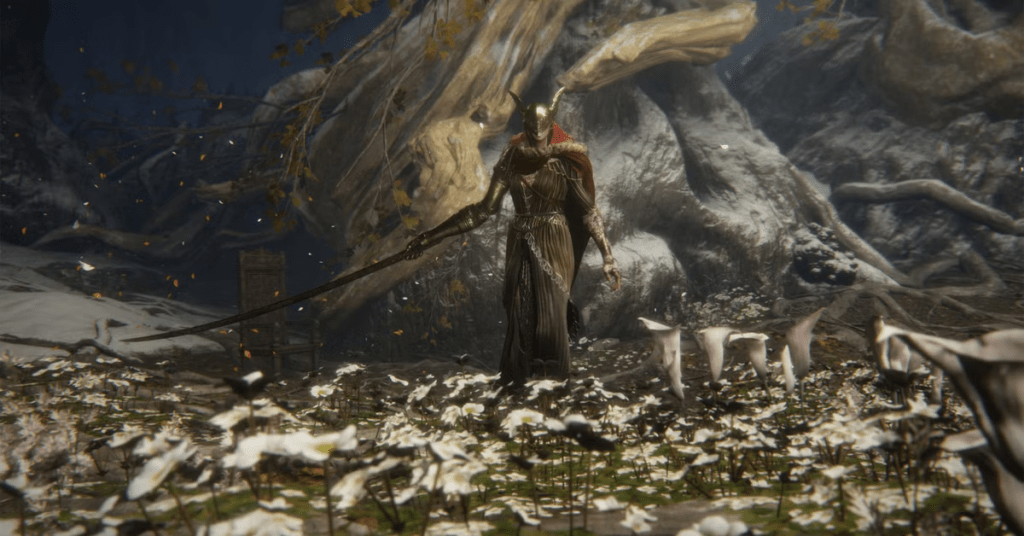 Malenia pacing laterally in phase one while waiting for player commitment