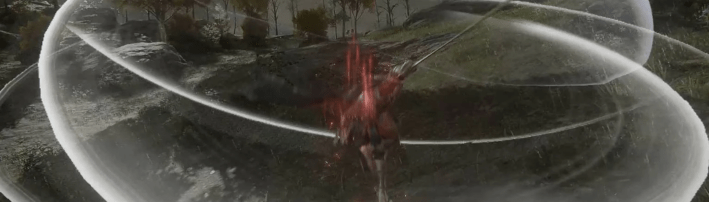 Malenia initiating Waterfowl Dance with distinctive leap signaling imminent multi-hit assault