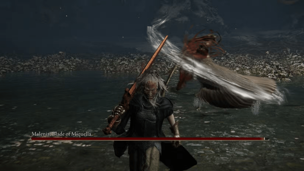 Melee player punishing Malenia only after full combo recovery window