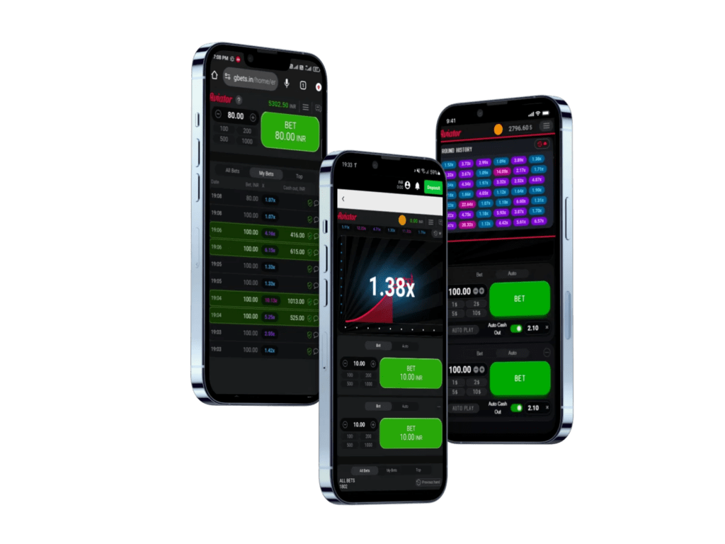 Aviator crash game mobile interface displaying live statistics, multipliers, and betting panels